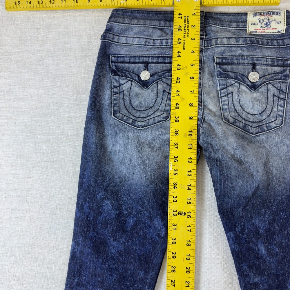 True Religion Skinny Jeans Blue Acid Wash Horseshoe Pocket Denim Pants - Picture 7 of 14